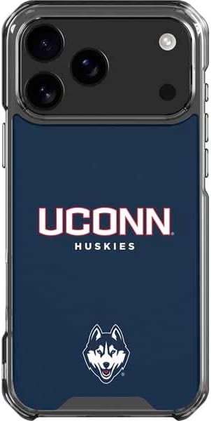 Skinit Clear Phone Case Compatible with iPhone 17 Pro Max - Officially Licensed University of Connecticut Huskies UConn Design