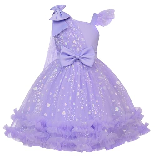 Uhnice Flower Girls One Shoulder Dress Bowknot Tulle Skirt for Wedding Party Pageant