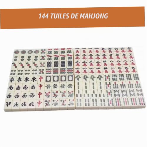 DAGLLGEW Ensemble de Mahjong Chinois avec 144 tuiles Mini Mahjong avec étui de Transport Marron Jeu Portable et léger pour Les Voyages, Le Camping, Les réunions Famille, Les fêtes Entre Amis – vue 2