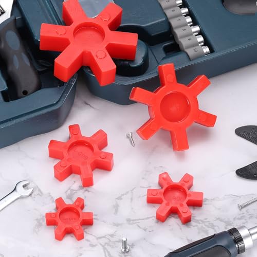 QUARKZMAN 4 Stücke L075 Kieferkupplung Einsatz, Urethan Flexibler Festkörper-Typ Kieferkupplung Mitteinsatz für L Kieferkupplung L-Kieferkupplung Set, Rot