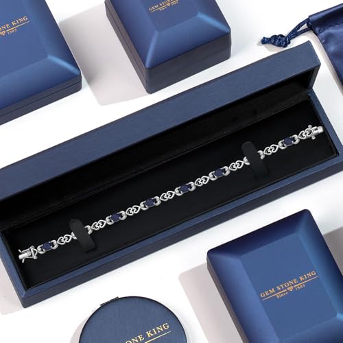 Gem Stone King Heart Link Tennis Bracelet for Women | 925 Sterling Silver | Gemstone Birthstone | Oval 6X4MM | 7.25 Inch Length | Double Locking Fold Over Clasp | Fine Jewelry for Her Mom Wife4