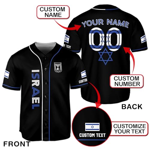 Camiseta personalizada de béisbol Israel para hombre, jersey Israel para hombre, jersey de fútbol Israel, jersey de béisbol Israel miniatura 3