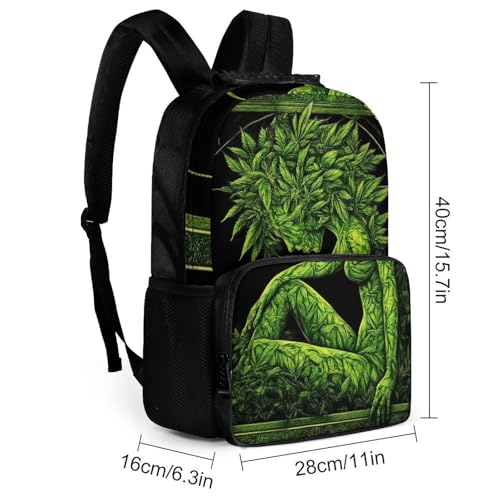 Supdreamc Daypack Backpack Anti-Theft Multipurpose Big Capacity Bookbag - Beauty Green Marijuanaweed Leaf Woman WomanBusiness Computer Bag With Side Pockets2