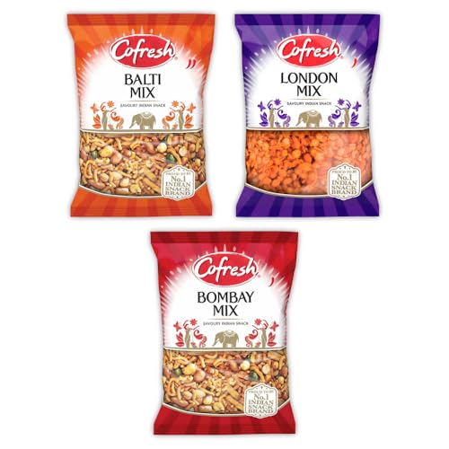 Savory Indian Snack Mix Bundle of 3 Balti Mix London Mix Bombay Mix Authentic Crunchy 325g Each Pack Delicious Spicy & Flavorful Treats
