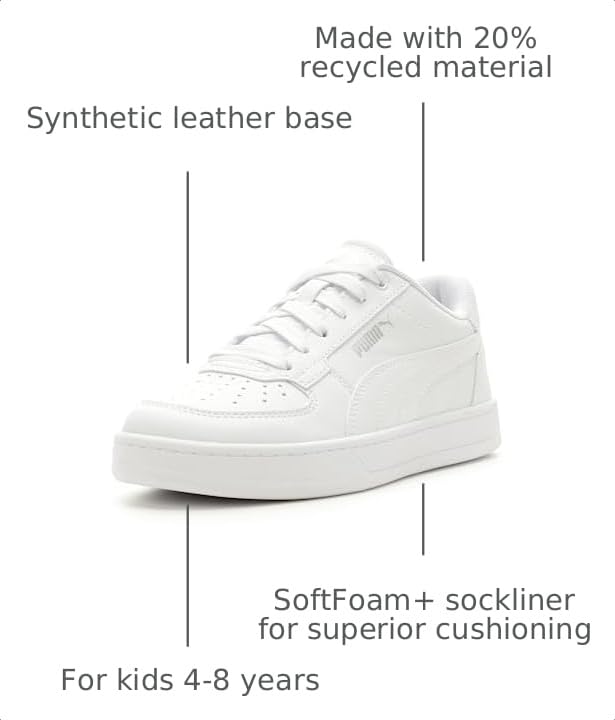 Image of PUMA Kids Boys Caven 2.0 Lace Up Sneakers Shoes Casual - White