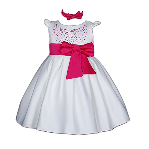 Cinda Bebé niña Bautizo Vestido de Fiesta con la Venda Blanco y...