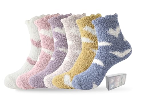 TOCONFFON Womens Fuzzy Socks Slipper Soft Plush Warm Fluffy Winter Sleep Cozy Socks for Women Bulk Boxed Set