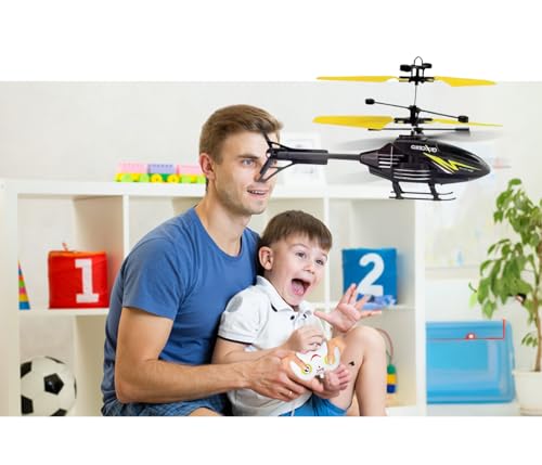 Image of Remote Control Flying Helicopter Toy - Rechargeable RC Helicopter for Kids & Beginners, Lightweight Indoor /Outdoor with USB Charging and 3D Light (B.Yellow)