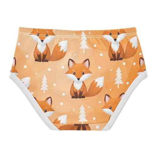 Toddler Underwear Floral 2t Cotton Little Girl Panties Bright Briefs Girls Undies Cute Cartoon Fox Orange2