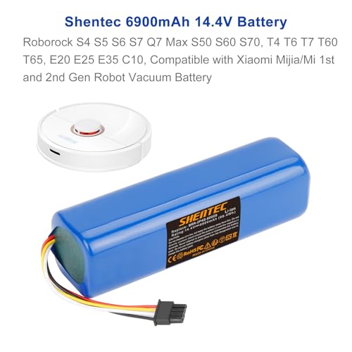 Image of Shentec 6900mAh 14.4V Battery for Roborock S4 S5 S6 S7 Q7 Max S50 S60 S70, T4 T6 T7 T60 T65, E20 E25 E35 C10, Compatible with Xiaomi Mijia /Mi 1st and 2nd Gen Robot Vacuum Battery