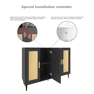 Sideboard buffet cabinet with storage 4 doors accent sideboard coffee bar cabinet rattan sideboard for dining room kitchen hallway cupboard console table  urban country home decor