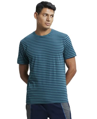 Image of Jockey 2715 Men's Super Combed Cotton Rich Striped Round Neck Half Sleeve T-Shirt