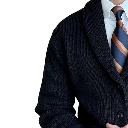 DGHM-JLMY Mens Button Down Textured Knit Sweaters Slim Fit Shawl Collar Cardigan Sweater Casual Business Knitted Cardigan3