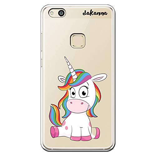 dakanna Custodia per [Huawei P10 Lite] Unicorno Sorridente, Cover in Gel di Silicone TPU Morbido di Alta qualità con [Sfondo Trasparente]