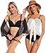 2 Pieces Women Beach Sarong Bathing Suit Wrap Skirt Sheer Bikini Swimsuit Cover Ups for Swimwear (White and Black)