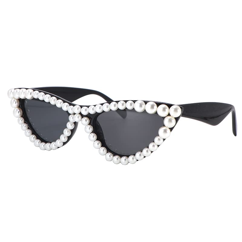 Pearl Cat Eye Sunglasses Womens Cute Fashion Trendy Eyewear2