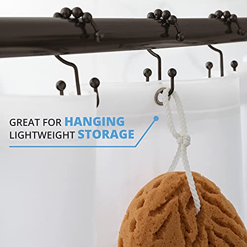 Maytex Rust-Resistant Metal Double Roller Glide Shower Hooks, Set Of 12, Oil Rubbed Bronze #TOP3