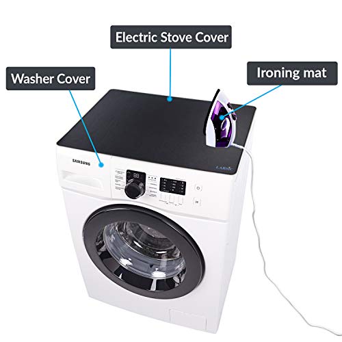 Larsic Stove Cover - Thick Natural Rubber Sheet Protects Electric Stove Top. Anti-Slip Coating, Waterproof, Heat Resistant, Foldable. Prevents Scratching, Expands Usable Space (31X24, Red)