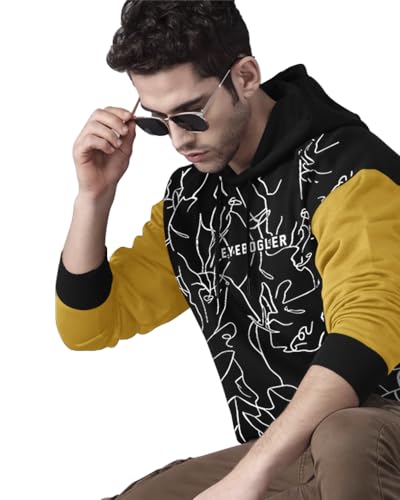 Image of EYEBOGLER Men's Printed Cotton Blend Hooded Neck Full Sleeves Sweatshirt