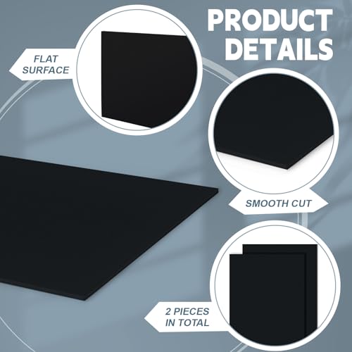 Image of Sasylvia 2 Pcs Black HDPE Sheet 1 /4 inch Thick, 6 inch x 12 inch HDPE Plastic Sheet Flexible High Density Polyethylene Board Solid Plastic Block for DIY Projects for Machining Home