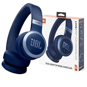 JBL Live 670NC – Wireless On-Ear Headphones with Adaptive Noise Cancelling with Smart Ambient, Up to 65H Battery Life with Speed Charge, Lightweight, Comfortable and Foldable Design (Blue)
