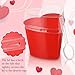 Sliner 12 Pack 5 oz Valentine's Day Heart Shaped Dessert Cups with Lids and Spoons Plastic Dessert Container Heart Shaped Bowls Disposable Parfait Pudding Shooter for Valentine Wedding Party (Red)