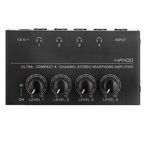 Bortivier HA400 Amplificador de Auriculares Monitor de 4 VíAs Amplificador de Auriculares Amplificador de Auriculares Monitor con Enchufe de la UE