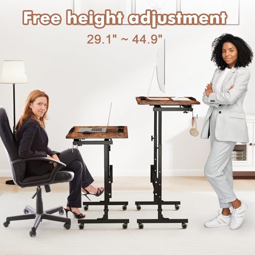 Image of SIDUCAL Standing Desk Height Adjustable with Tiltable Tabletop, Rustic Brown
