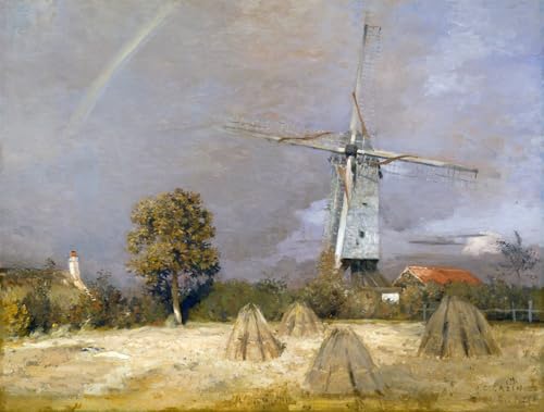 Cuadro Jean-Charles Cazin el Molino y el Arcoíris Arte Emotivo para Pared 60x90cm