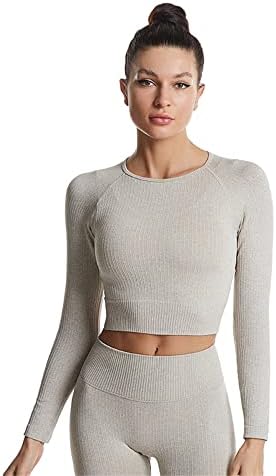 Damen Crop Tops Mit Langen Ärmeln - Nahtlose Sport Tops Für Yoga & Fitness