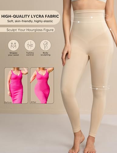 Image of Shapewear Leggings for Women Tummy Control High Waisted Capri Body Shaper Butt Lift Thigh Slimmer