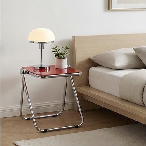 Image of The Artment Red GlacierTray Foldable Transparent Acrylic End Table, Multi-Purpose Side Table, Serving Tray & Magazine Rack, Space-Saving for Modern Living Spaces | Use for Home & Office