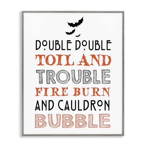Black & Orange Halloween Bats Typography, 16 x 20 Inch Framed Giclée Print