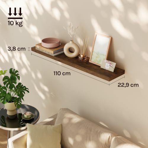 WOLTU Wandregal, Schweberegal Vintage Braun, 110x22.9x3.8cm, MDF 1er – Ansicht 6