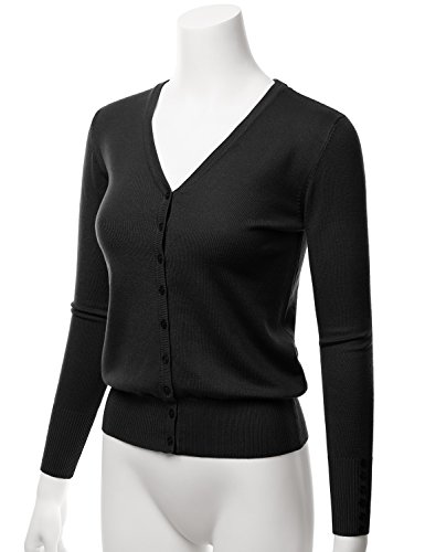 LALABEE Women's V-Neck Long Sleeve Button Down Sweater Cardigan Soft Knit(S-XXL)2