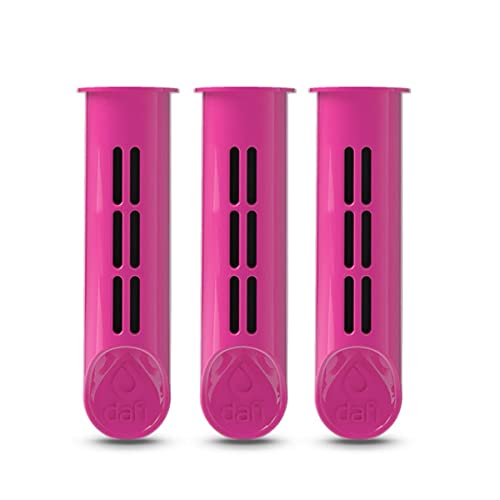 DAFI Water Bottle Filter Replacement PINK | Set of 3 | Efficiency 40 gal | straw water filter, personal filter replacements, pure water, office, home, travel | Made in Europe