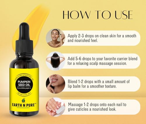 Image of Earth N Pure Pumpkin Seed Oil (Kaddu Oil) Cold Pressed, Natural and Therapeutic Grade - 30 ml