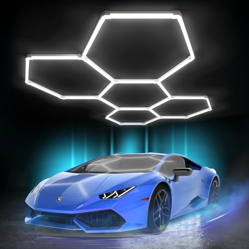 Litezone Hexagon Garage Lights: 168W 25 Pack 5 Grids LED Garage Lights - Easy Install 6500K Super...