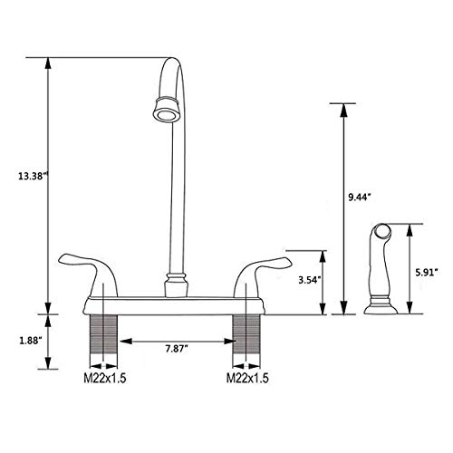 SHACO Modern Two Handle High Arc Brushed Nickel Kitchen Faucet, Stainless Steel 360 Swivel Kitchen Faucet with Side Sprayer