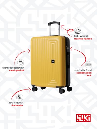 Image of Wiki Ripple 8 Wheel Hardside Polycarbonate Trolley by Wildcraft,Medium,Yelow Black