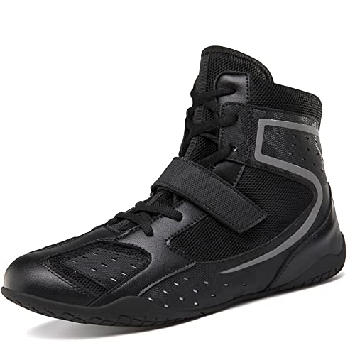 Zapatos de Boxeo para Hombres Zapatos de Lucha Profesional Zapatos de Entrenamiento Integral para Mujeres Botas de Boxeo para Fitness Negro EU 36 Cover