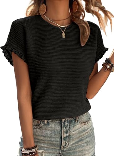 T-shirt col rond à volants Samefar : la solution anti-complexe légère et fluide