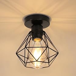 Lampara Industrial Conforama Delaveek Lámparas de Techo Vintage Industriales E27, Luz de Techo Metal Negro, Lámpara Colgante para Pasillo, Entrada, Comedor (Bombillas No Incluidas)