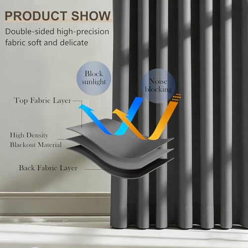 Image of Room Divider Blackout Curtain Track Curtains Wall Dividers Panels Screen for Living Rooms Bedroom Office Privacy Partition Separation, W52 x L84 Inch,1 Panel, Grey