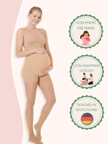 Herzmutter Umstandsstrumpfhose 20DEN - transparent-matte-soft - Schwangerschaftsstrumpfhose - Hautfarben-Beige-Schwarz - 1er & 2er-Set - 1220 (M-L, Beige-Hell, 2x)