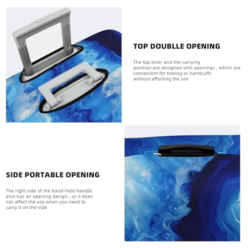 Abstract Deep-Blue Ink Marble Elastic Travel Luggage Covers Dustproof Scratch-Resistant Suitcase Protector Fit 22-24 Inch3