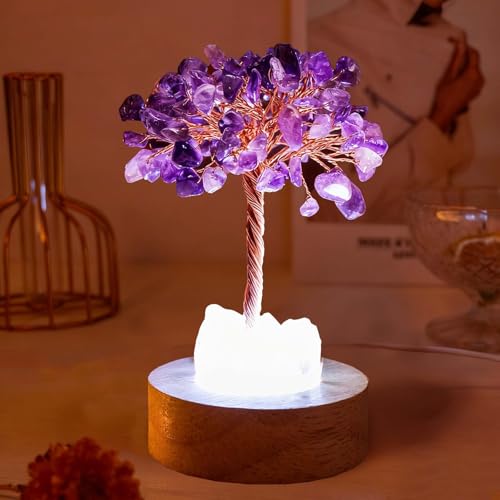Runyangshi Amethyst Crystal Tree Lamp - Healing Night Light with