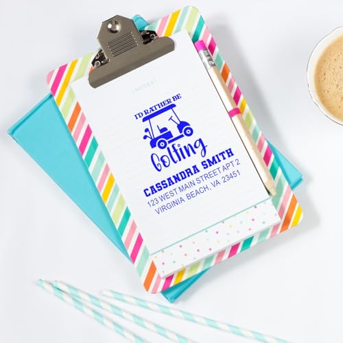 Image of Golfing Enthusiast Design Cart Rubber Stamp - Playful Retro Design, Heritage-Made, Three Line Standard 1-5 /8 Square Wood Handle, for Enthusiasts & Collectors, Unique