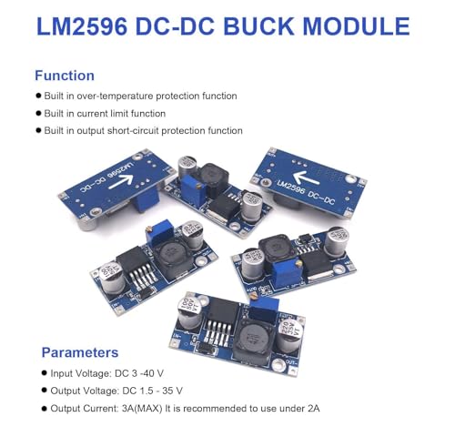 30 Packs Electronic Voltage Stabilizer Power Supply Module: Adjustable Buck Converter LM2596 DC-DC Step Down Variable Volt Regulator, Input 3.2V-40V, Output 1.25V-35V2