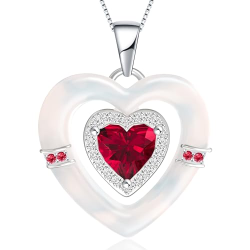 Collier pierre de naissance femme pendentif coquillage double cœur bijoux anniversaire fille